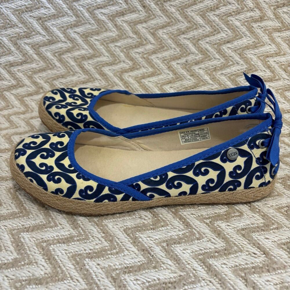 UGG Australia Women's Indah Marrakech Slip On Espadrille Yellow Blue Size 6.5 - Picture 4 of 8